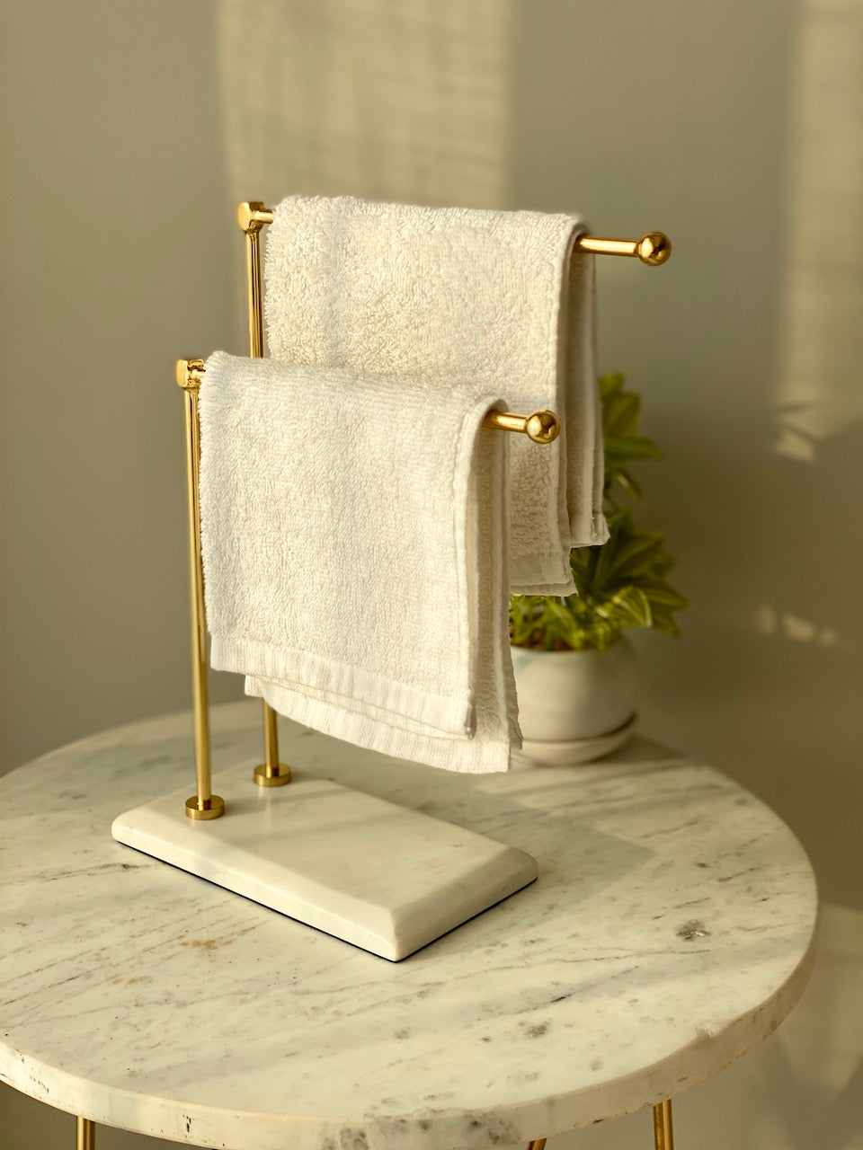 Melrose Hand Towel Stand - White &amp; Gold