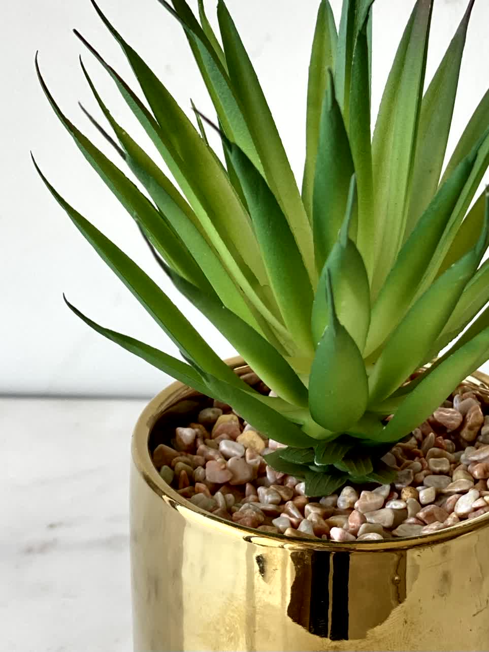 Artificial Spire Agave Plant with Gold Pot