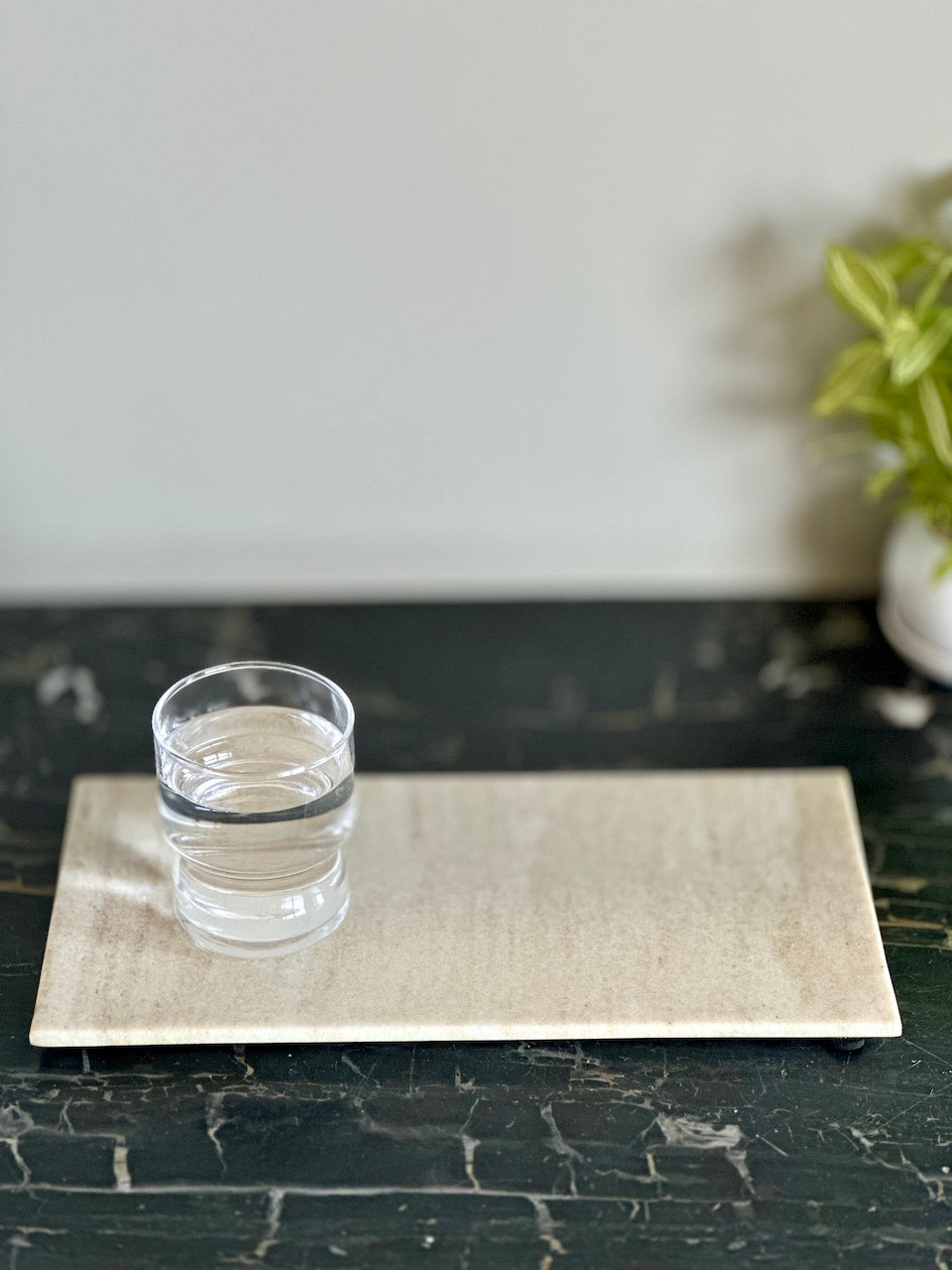 Auric Beige Marble Flat Tray