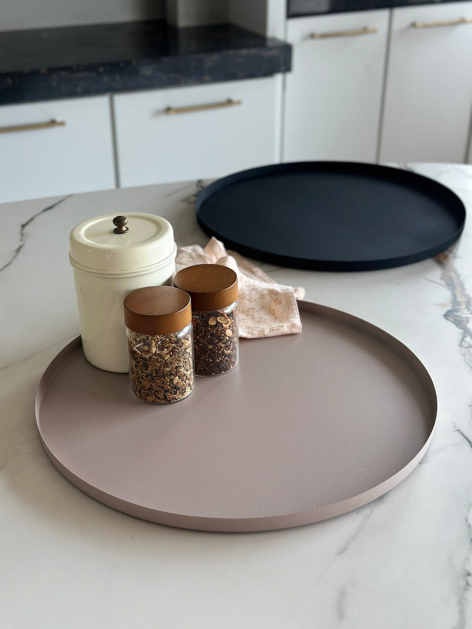 Nordic Matt Beige Round Serving Tray