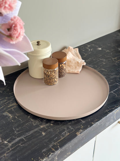 Nordic Matt Beige Round Serving Tray