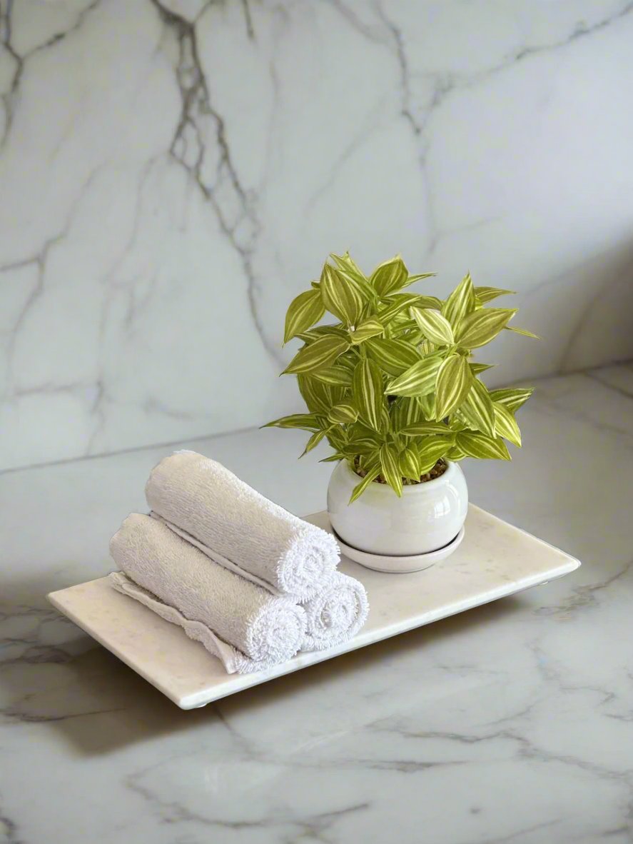 Auric White Marble Flat Tray