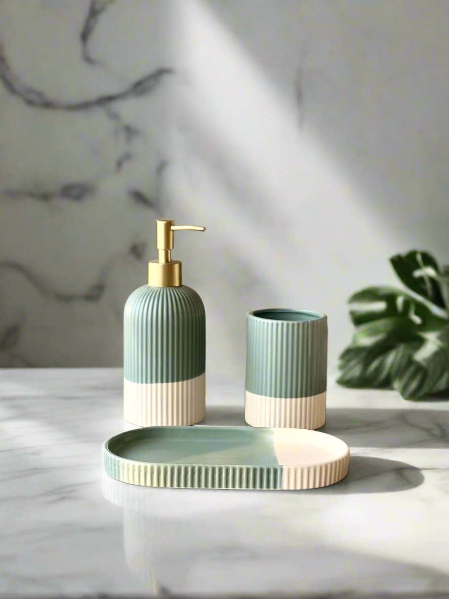 Puebla Bathroom Set  - Teal (Set of 3)