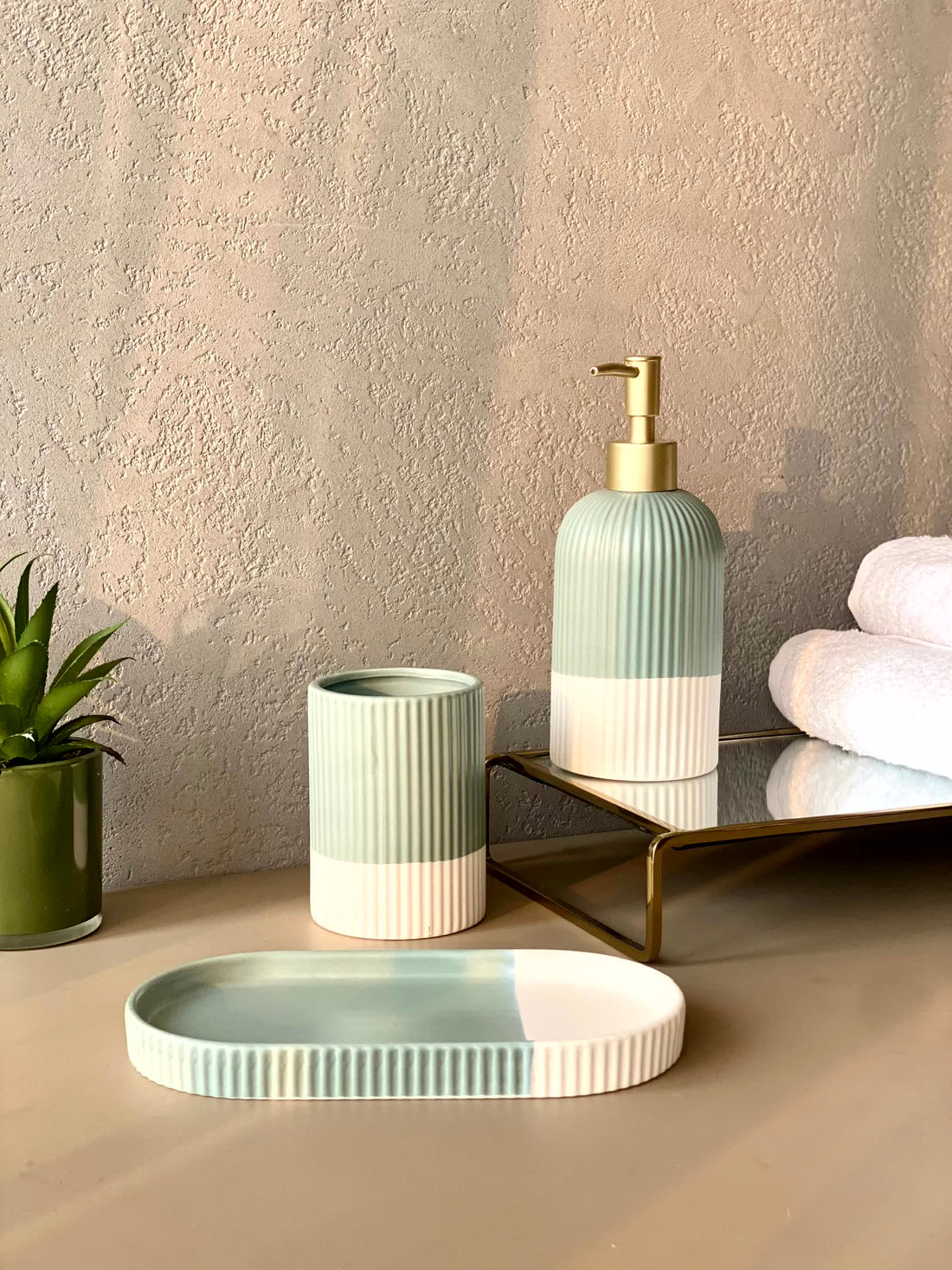 Puebla Bathroom Set  - Teal (Set of 3)