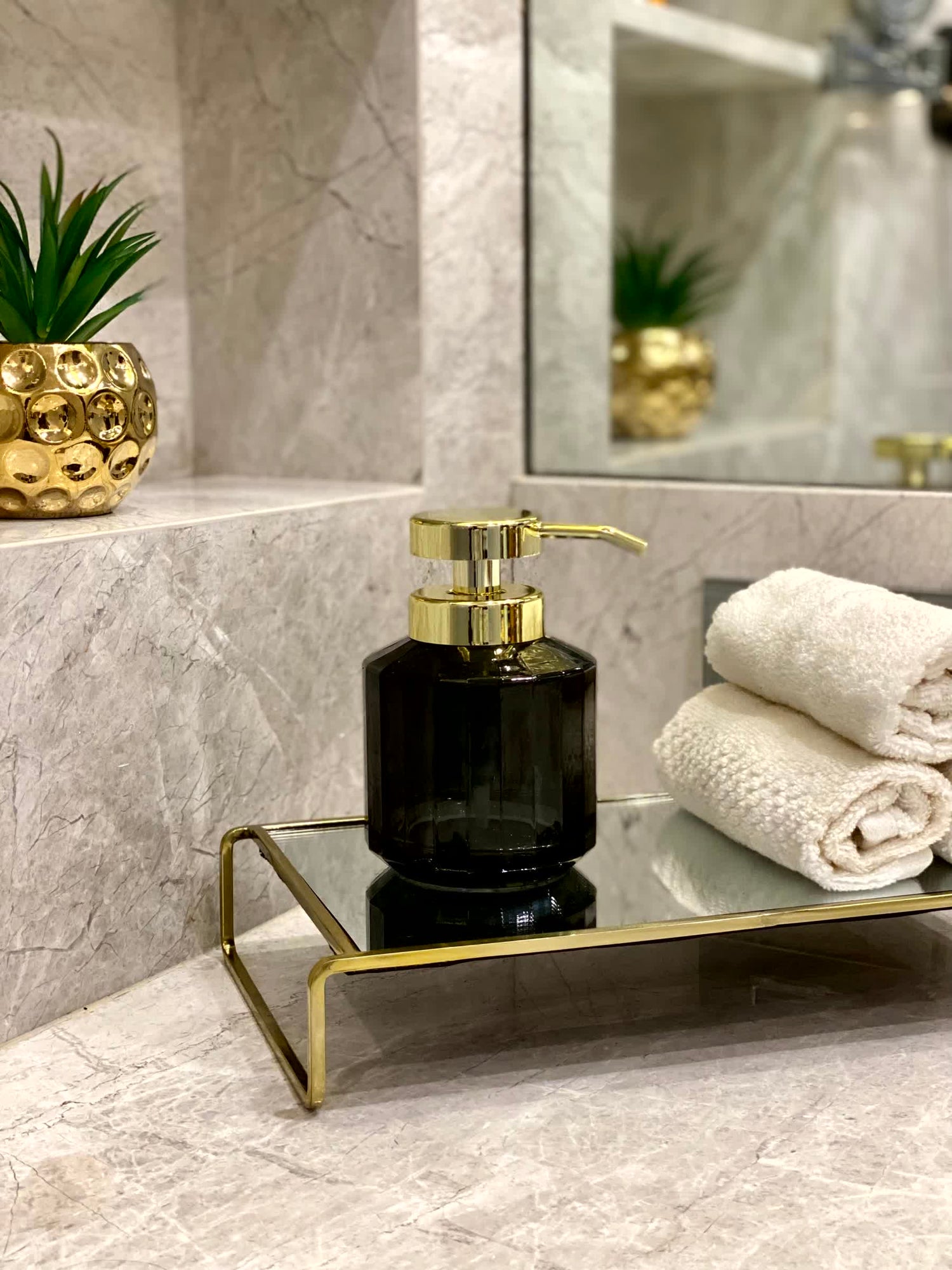 Chalice Glass Bathroom Dispenser - Black