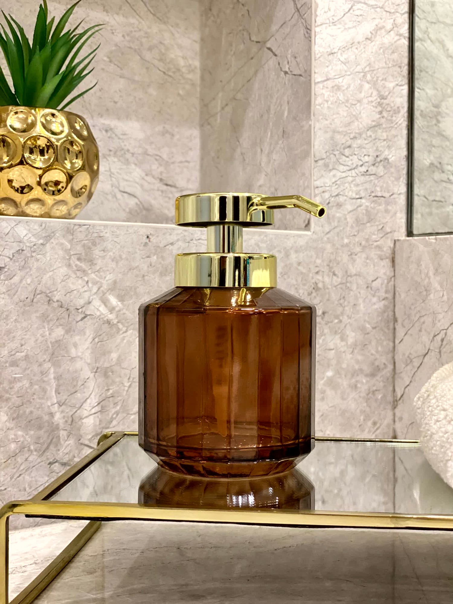 Chalice Glass Bathroom Dispenser - Amber
