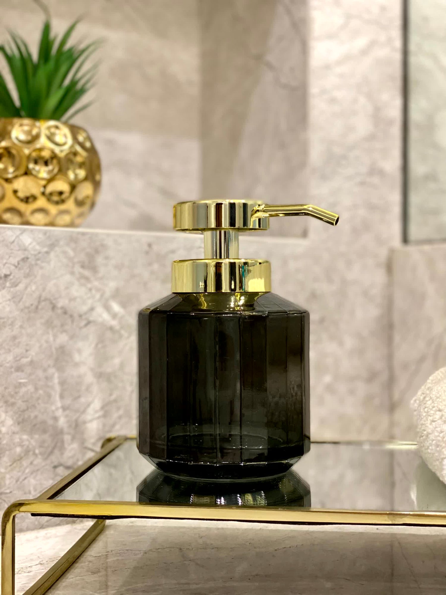 Chalice Glass Bathroom Dispenser - Black