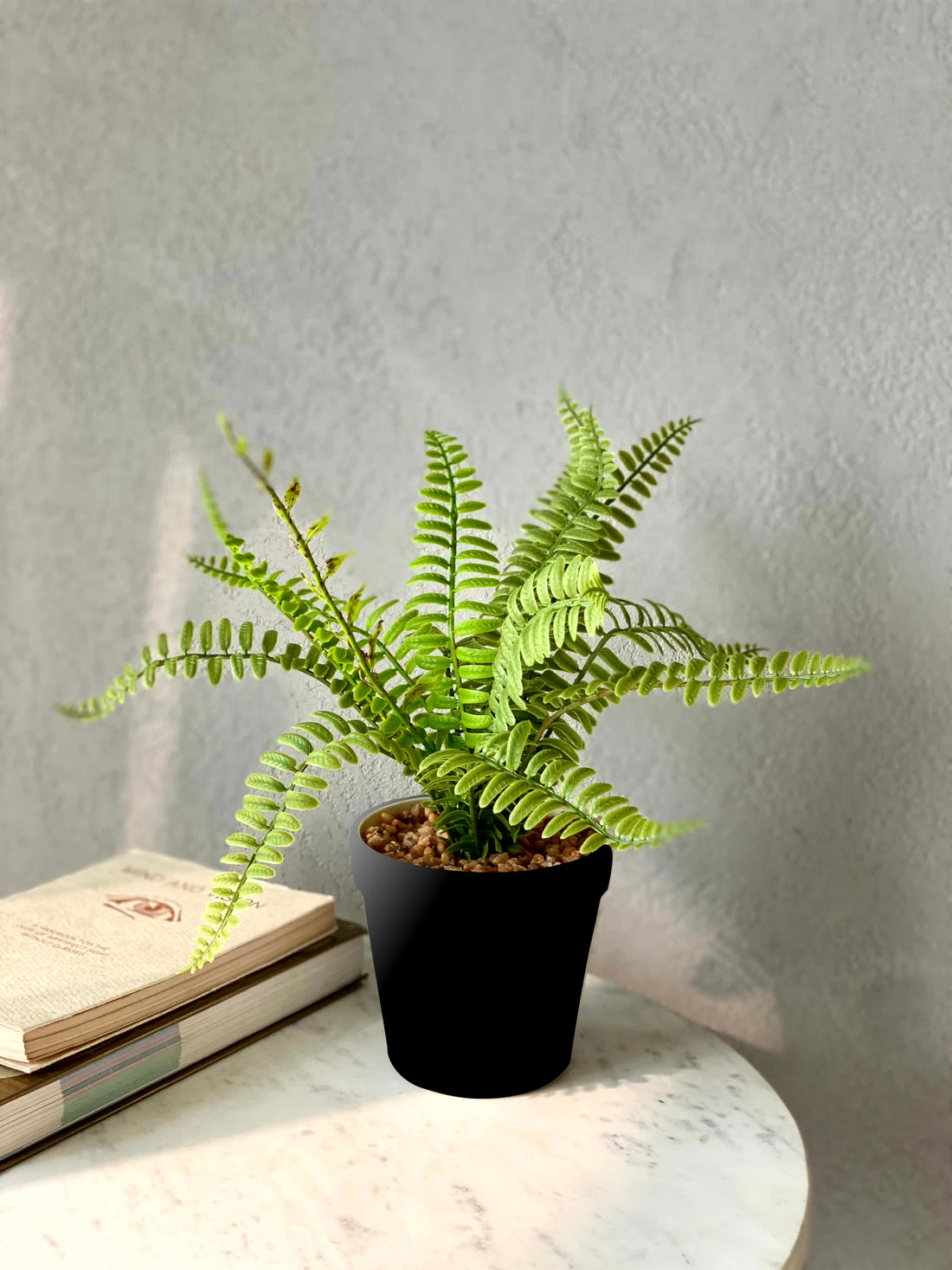 Artificial Fern Bush Plant - Black Pot