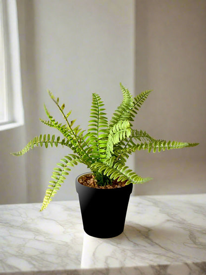 Artificial Fern Bush Plant - Black Pot