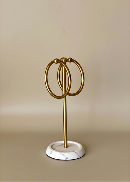 Dual Ring Hand Towel Stand - White