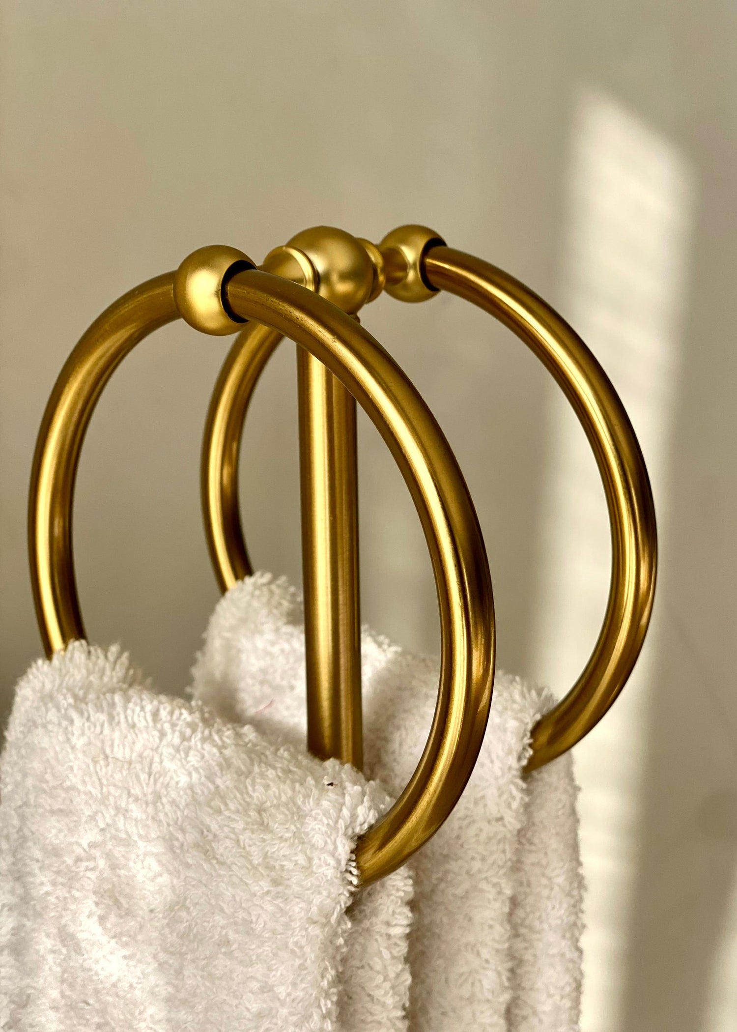 Dual Ring Hand Towel Stand - White