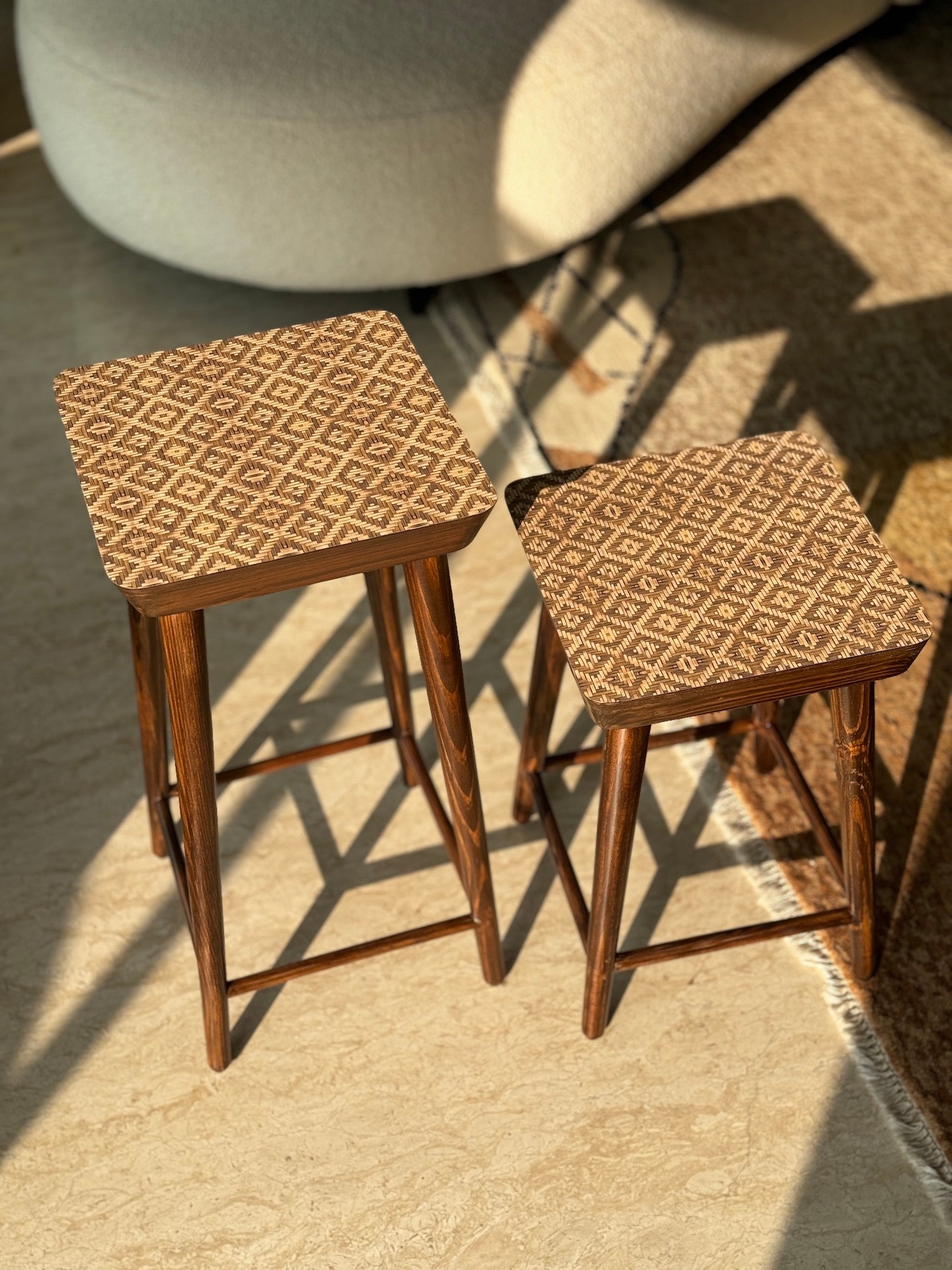 Mirage Brown Cane Stool - Big