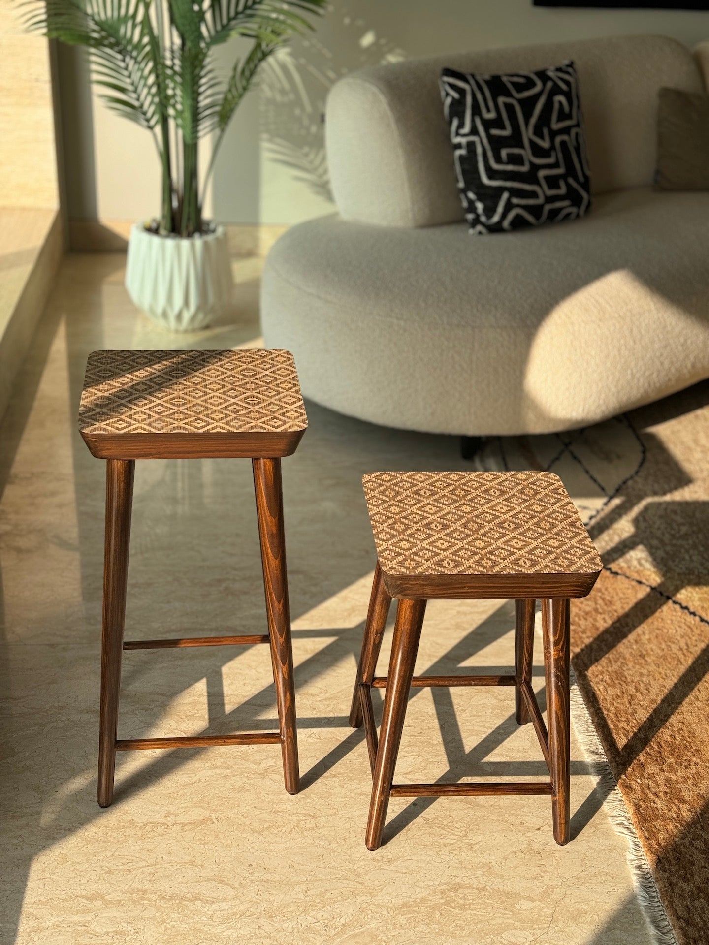 Mirage Brown Cane Stool - Big