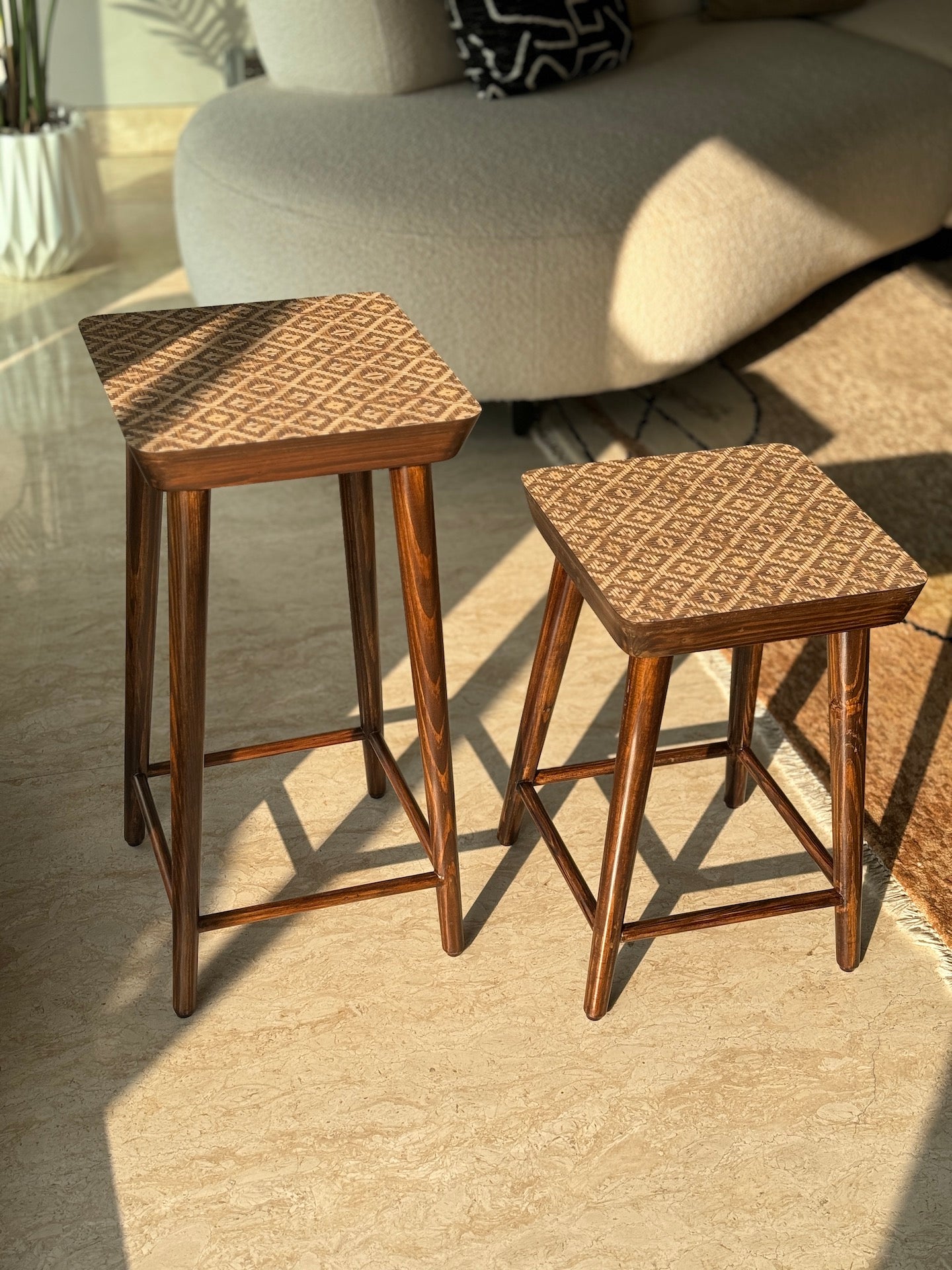 Mirage Brown Cane Stool - Small