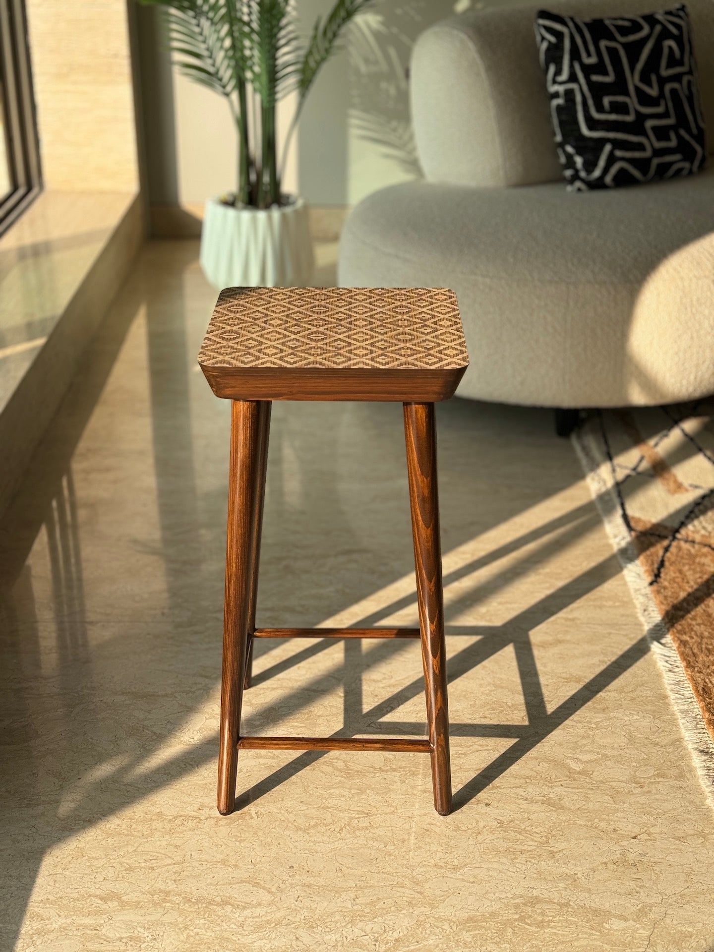Mirage Brown Cane Stool Big - Main Image