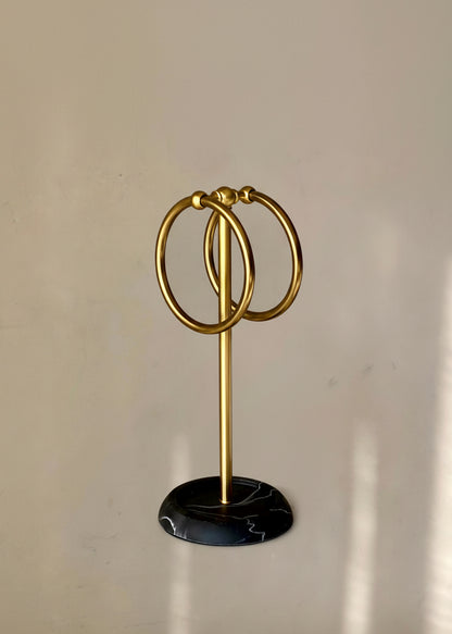 Dual Ring Hand Towel Stand - Black