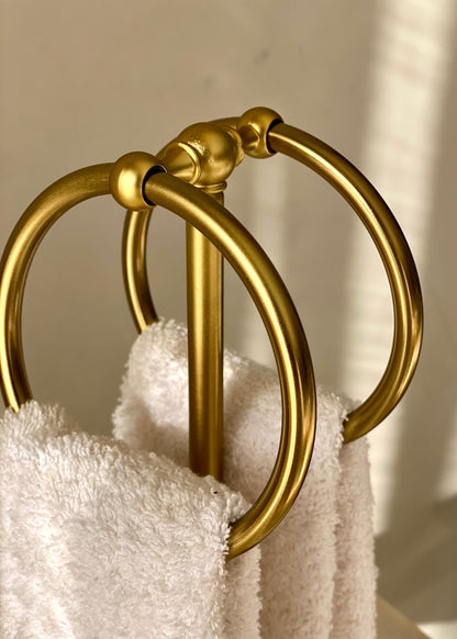 Dual Ring Hand Towel Stand - Black