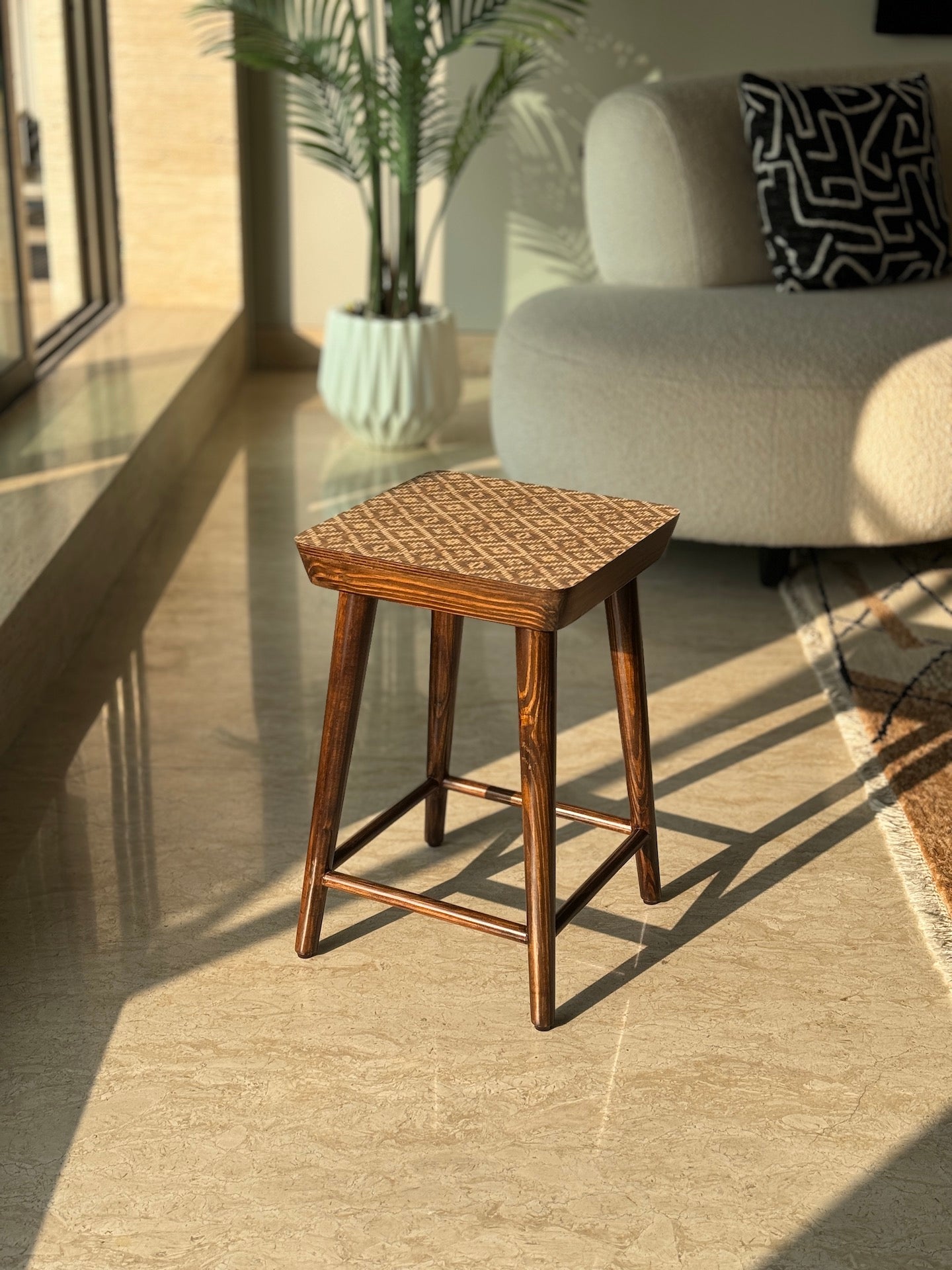 Mirage Brown Cane Stool - Small