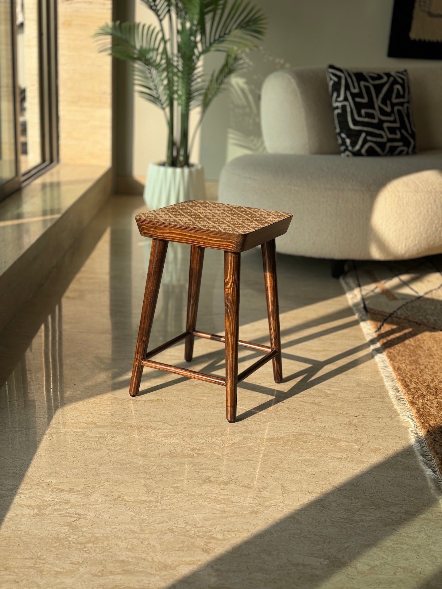 Mirage Brown Cane Stool - Small