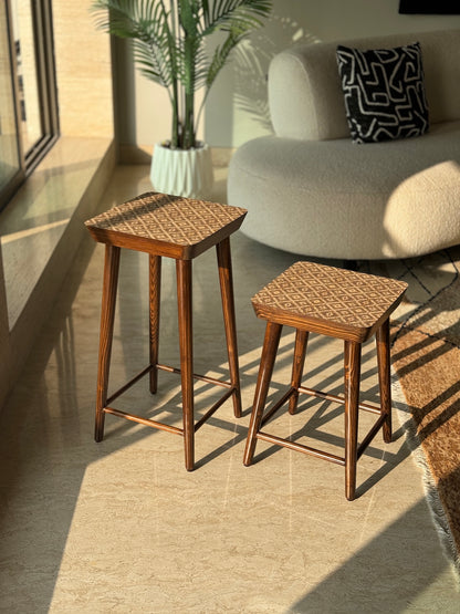 Mirage Brown Cane Stool - Small