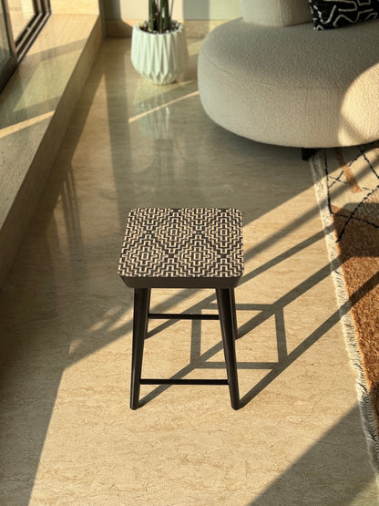 Noir Black Cane Stool - Small