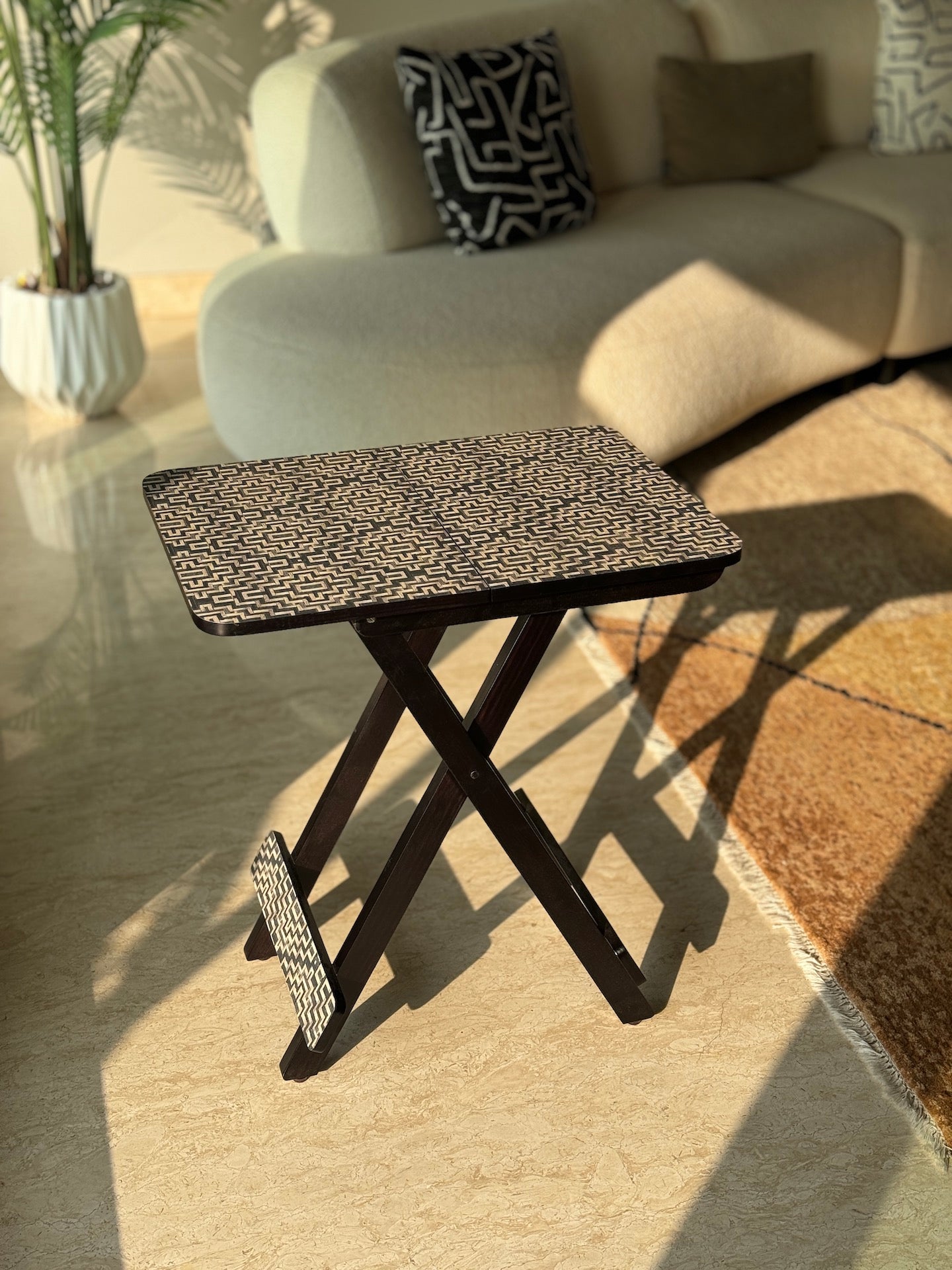 Noir Black Cane Folding Table