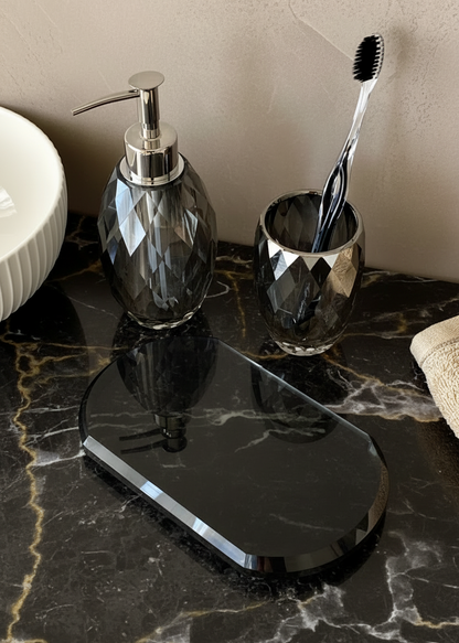 Sundrop Crystal Bathroom Set - Black (Set of 3)