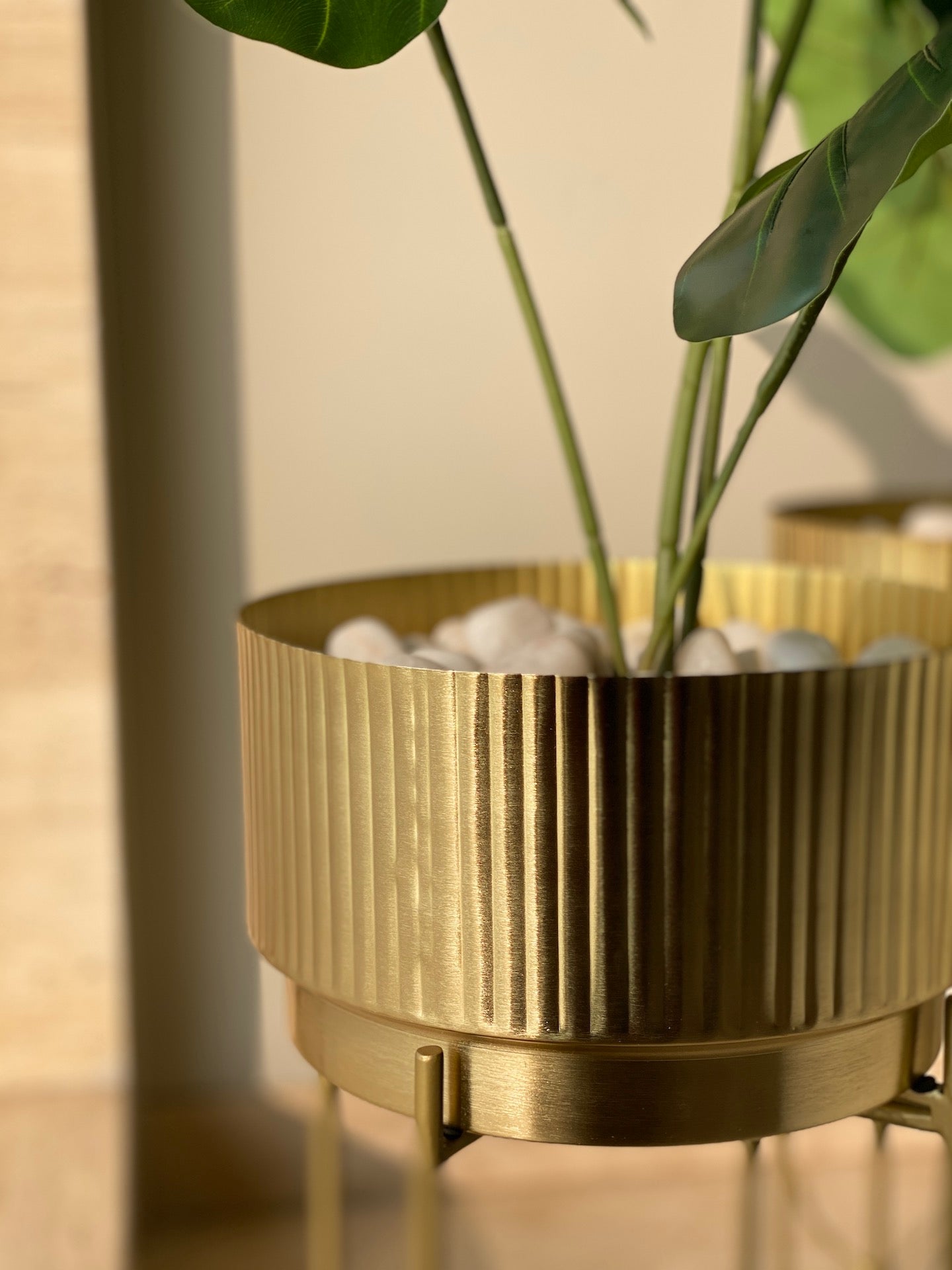 Beverly Fluted Planter (Set of 2) - Champagne Gold