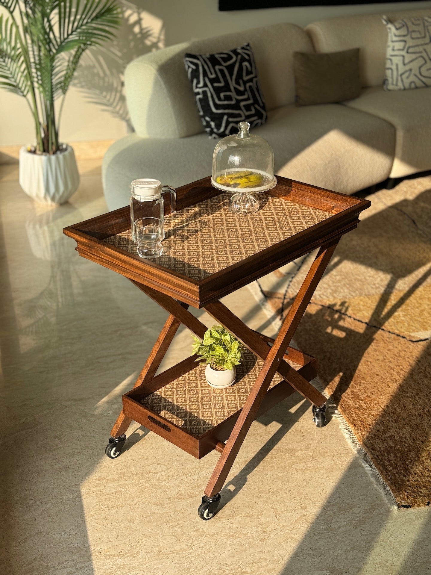 Mirage Brown Cane Butler Trolley