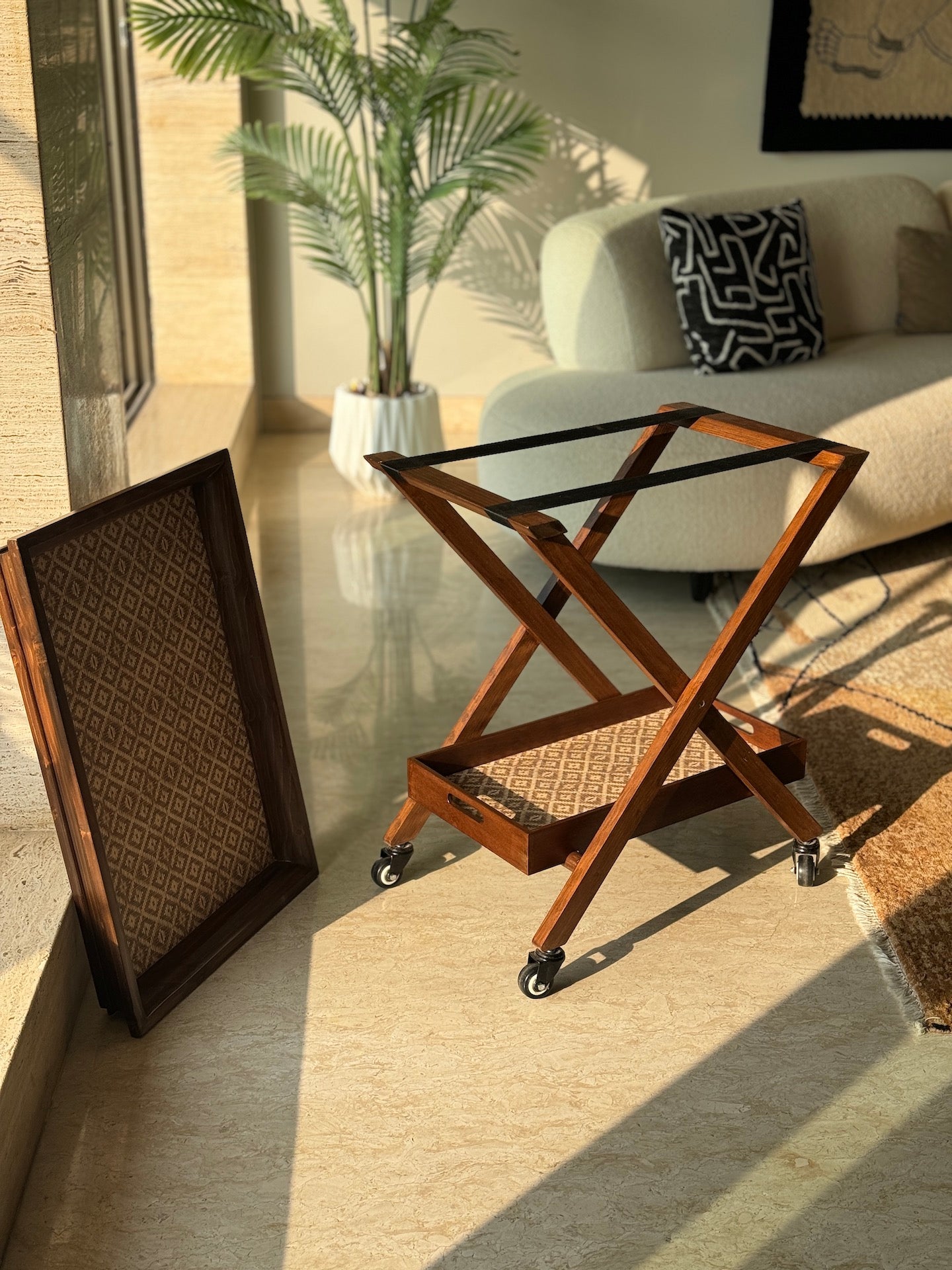 Mirage Brown Cane Butler Trolley