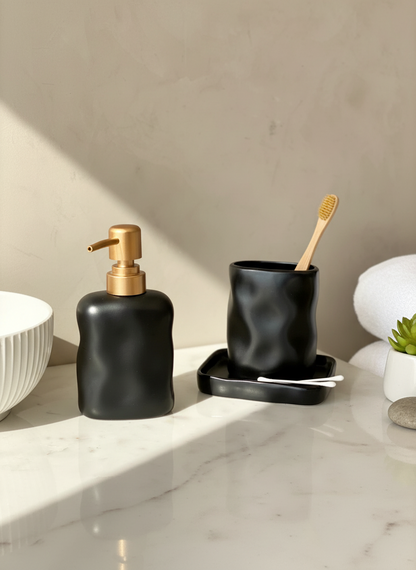 Lucent Bathroom Set - Black (Set of 3)