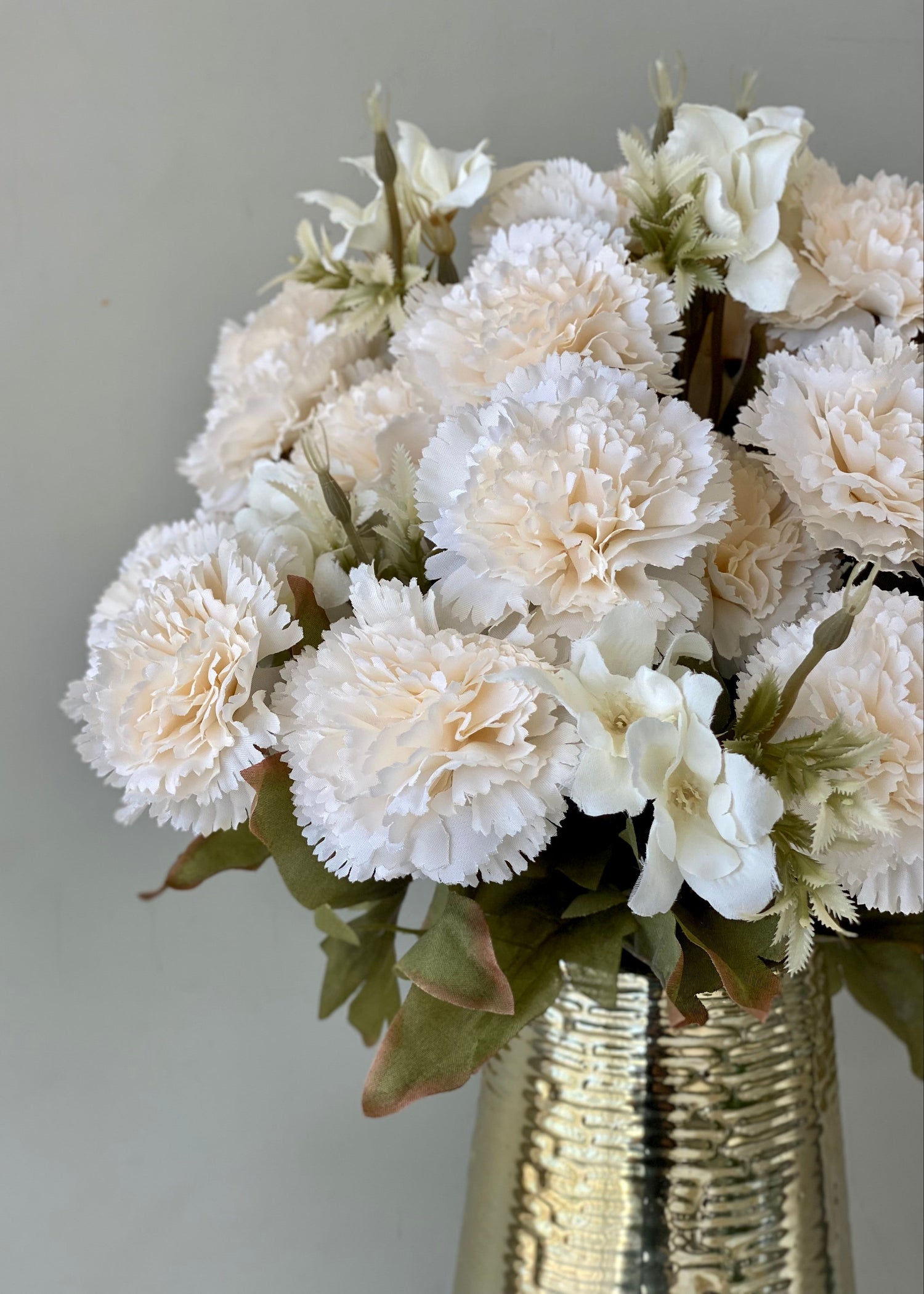 Artificial White Carnation Flower - (Set of 2)