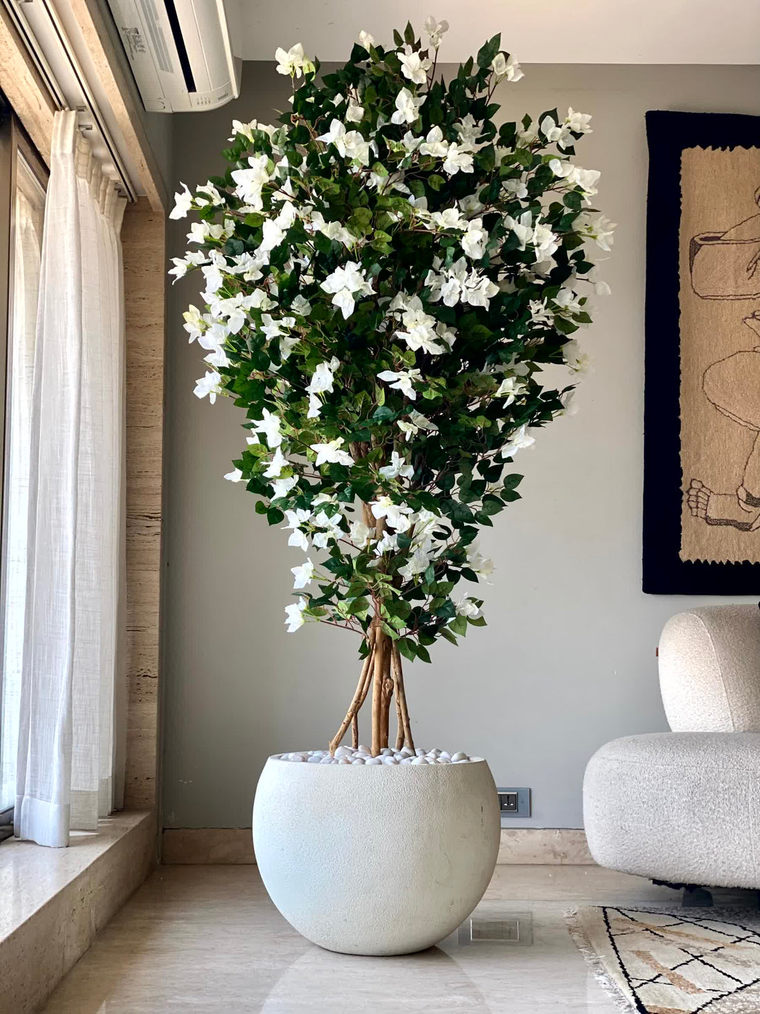 Artificial Regal White Bougainvillea Plant - 7 Feet
