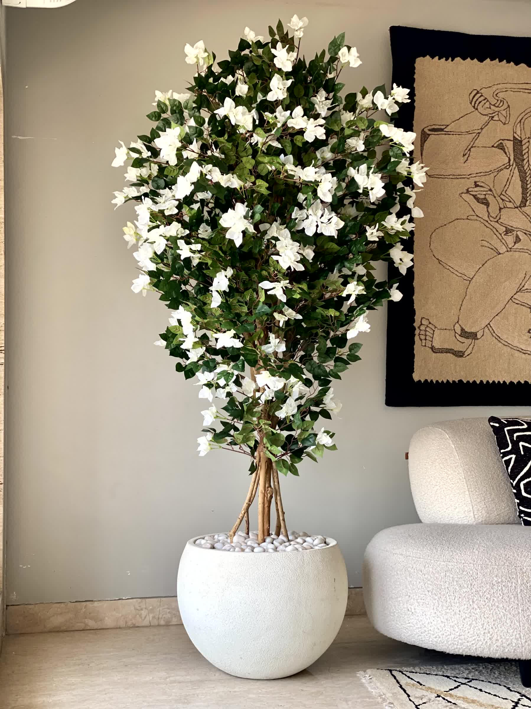 Artificial Regal White Bougainvillea Plant - 7 Feet