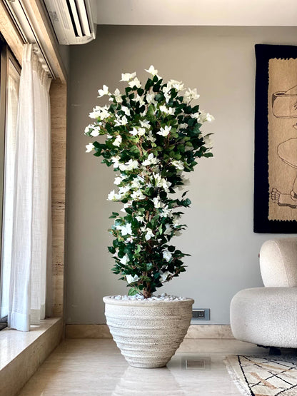 Arificial White Topiary Bougainvillea Plant  - 5 Feet