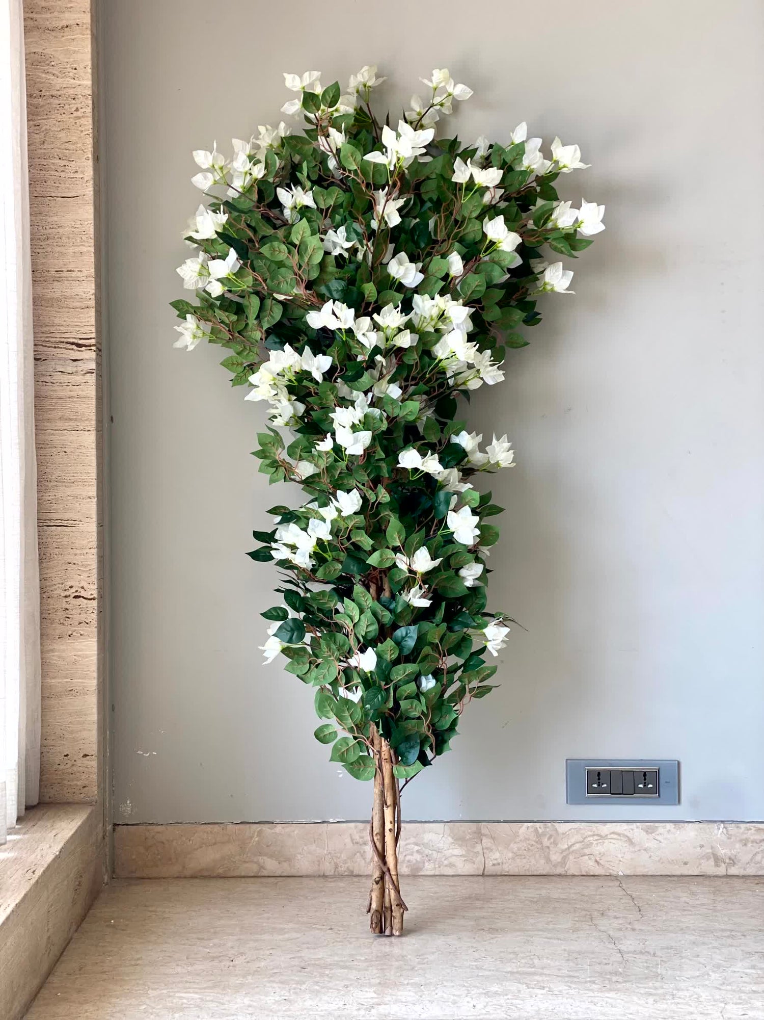 Arificial White Topiary Bougainvillea Plant  - 5 Feet