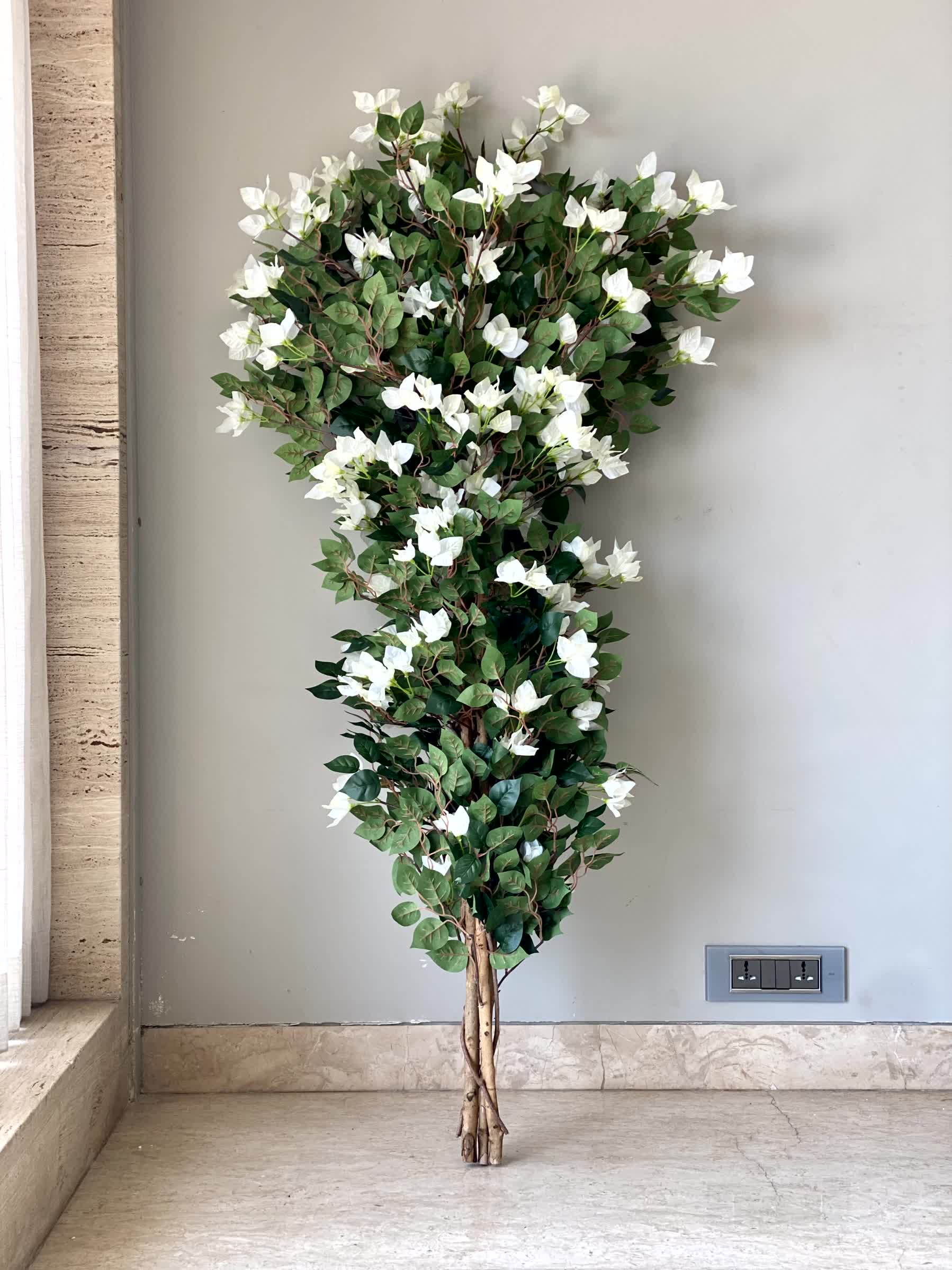 Arificial White Topiary Bougainvillea Plant  - 5 Feet
