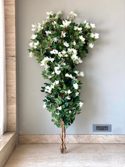 Arificial White Topiary Bougainvillea Plant  - 5 Feet