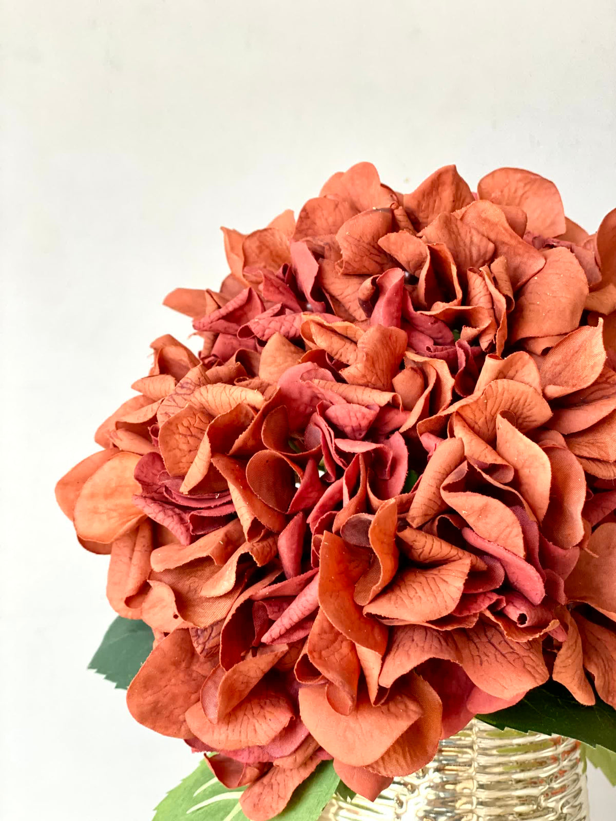 Artificial Hydrangea Stem - Carmine Red (One Stem)