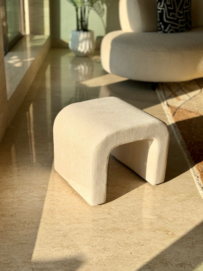 Cascade Curved White Pouffe
