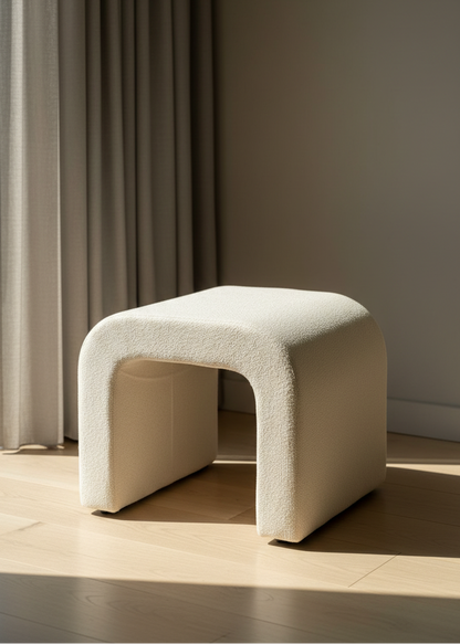 Cascade Curved White Pouffe