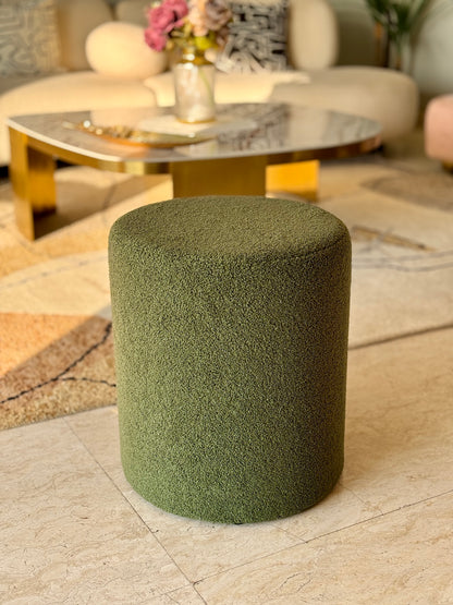 Bouclé Pouffe Emerald Green