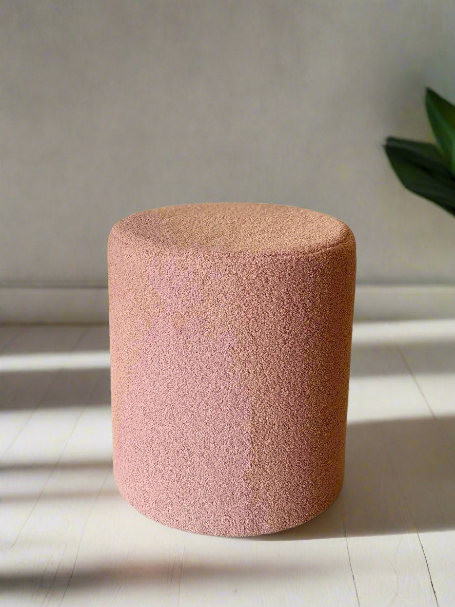 Bouclé Pouffe Blush Pink