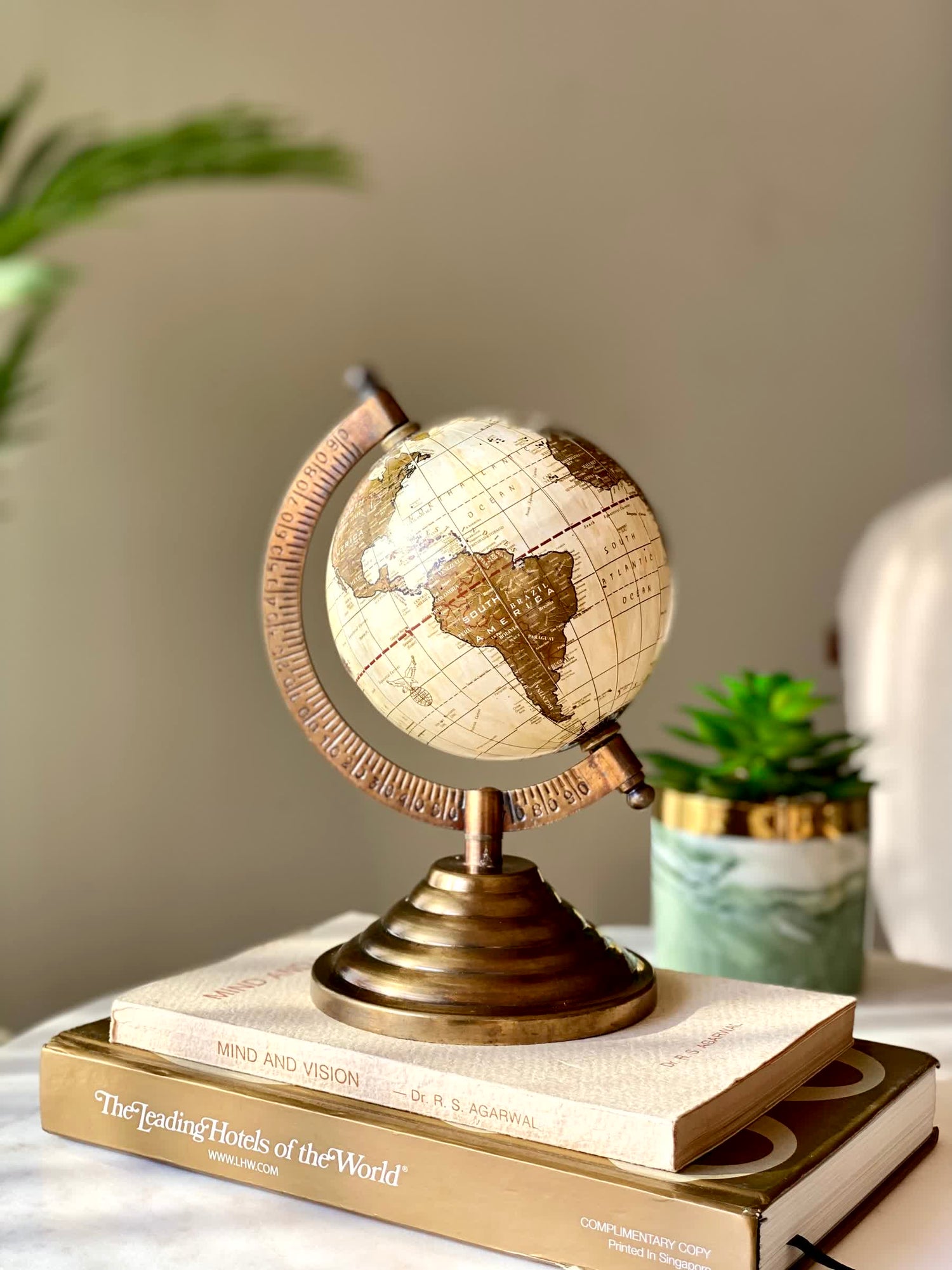 Darwin Globe - Beige &amp; Antique Brown