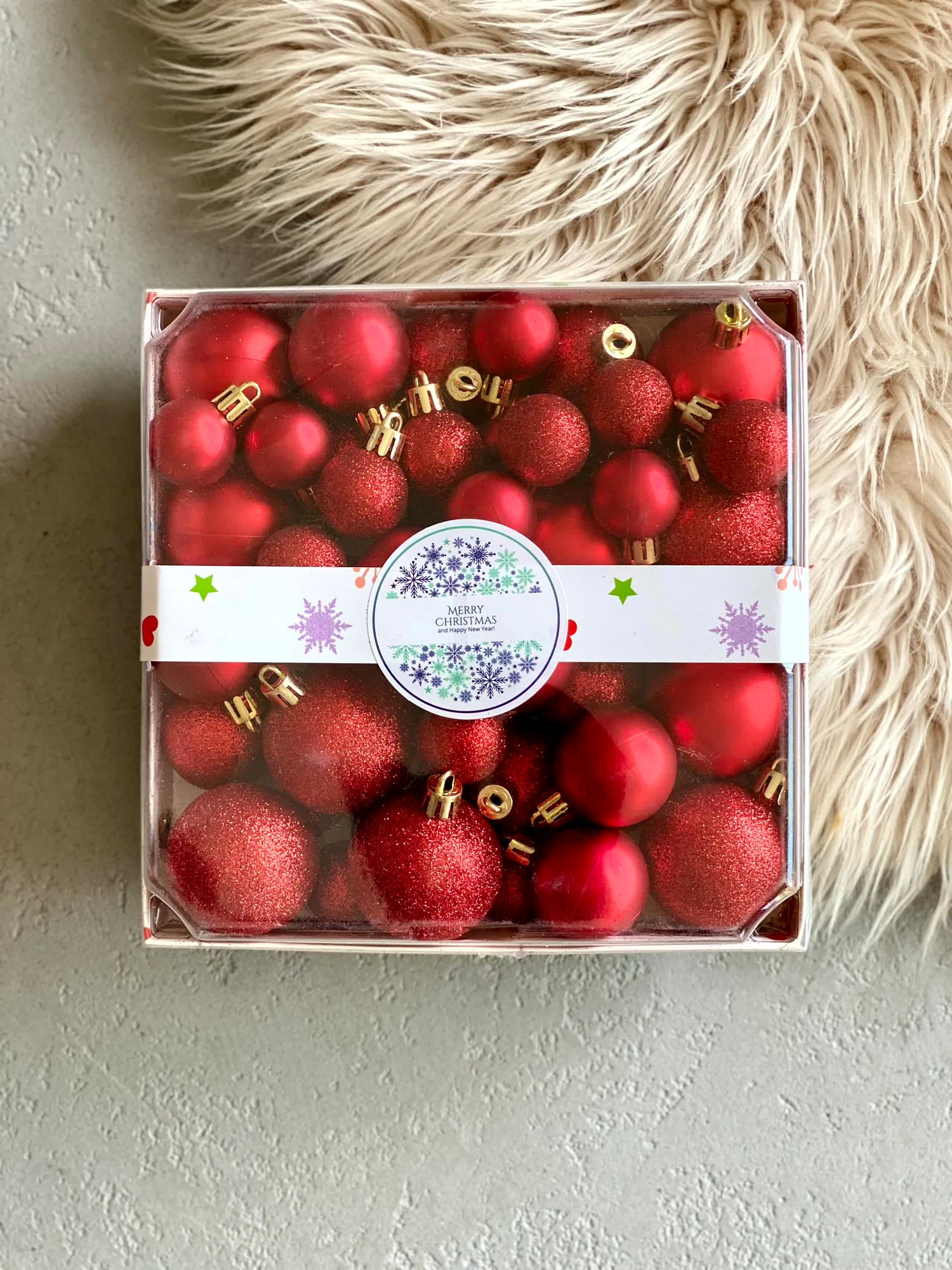 Christmas Aurora Ball Set - Red (Set of 44)