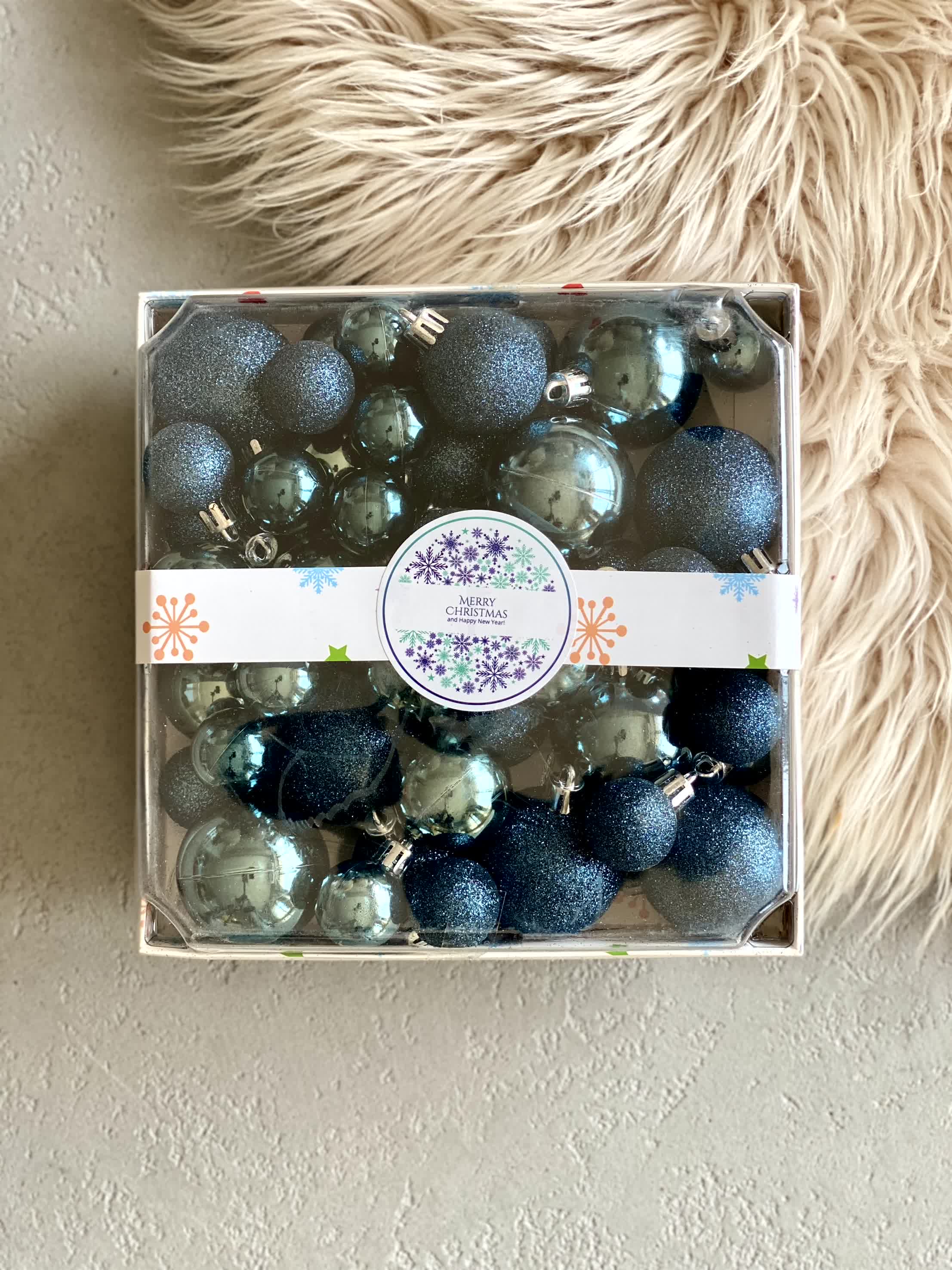 Christmas Aurora Ball Set - Blue (Set of 44)