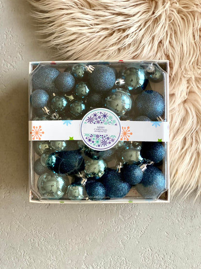 Christmas Aurora Ball Set - Blue (Set of 44)