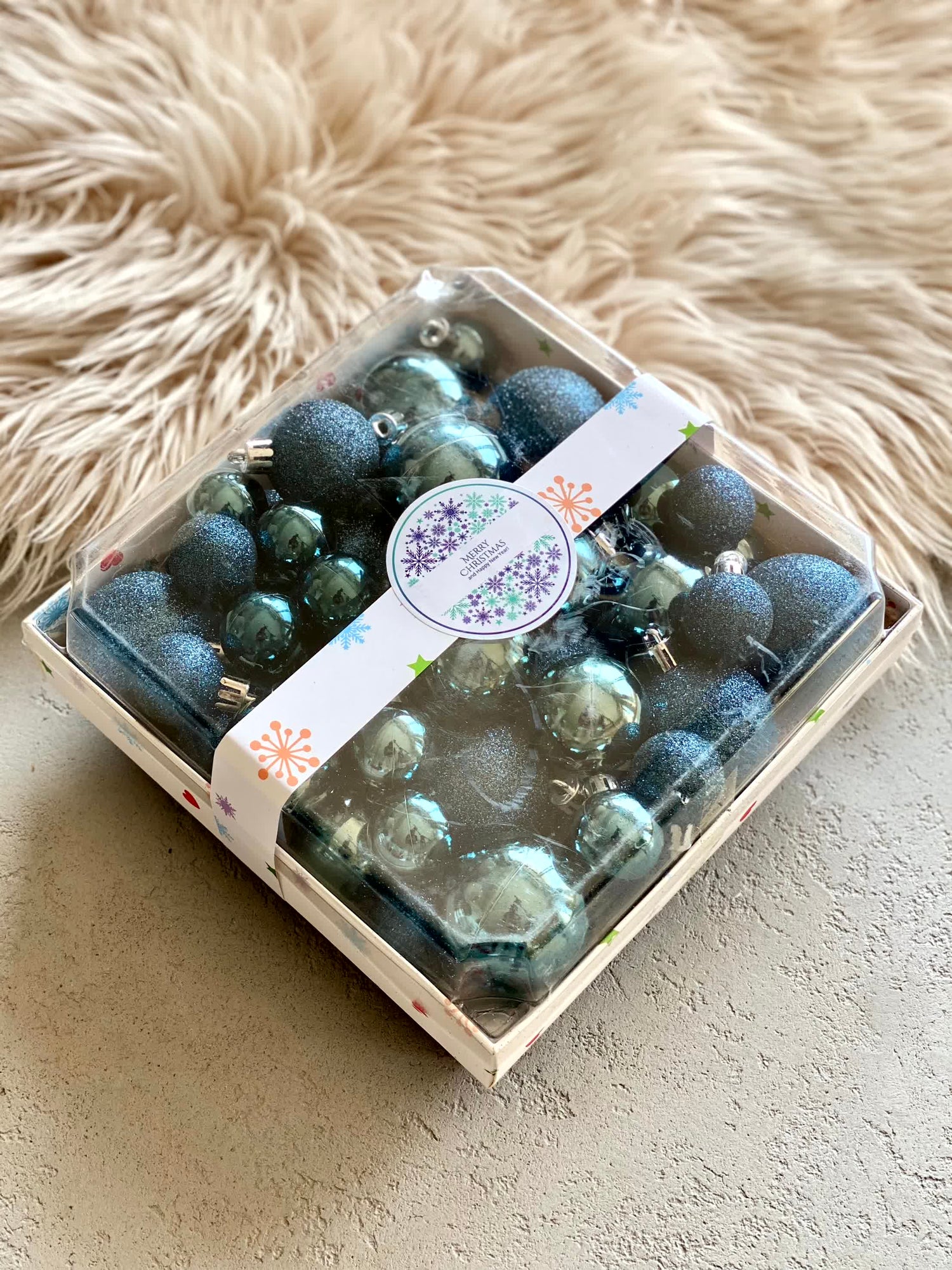 Christmas Aurora Ball Set - Blue (Set of 44)