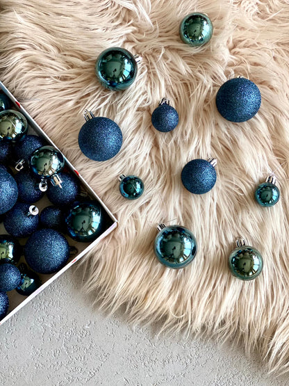 Christmas Aurora Ball Set - Blue (Set of 44)