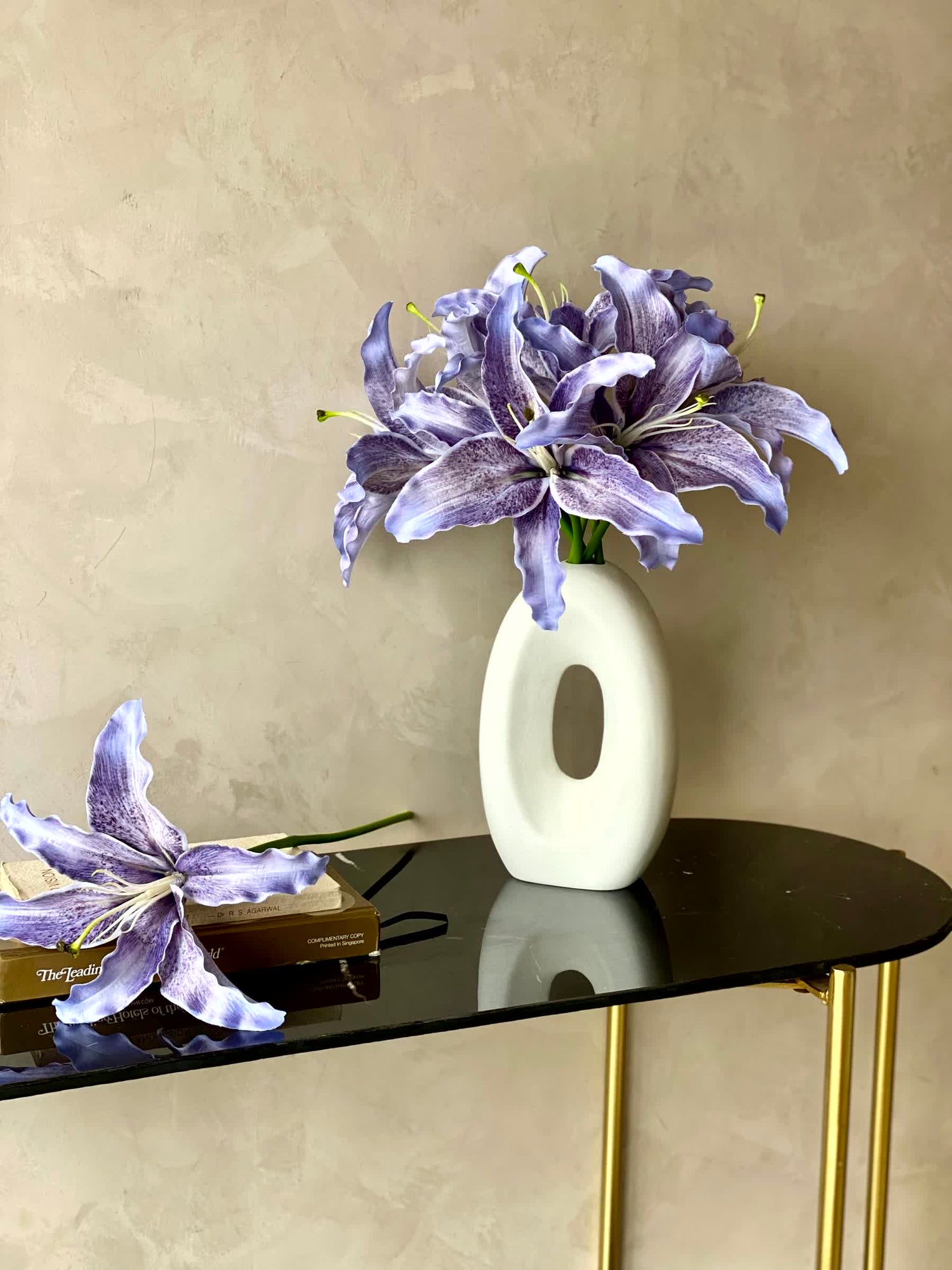 Artificial Silk Lilly Flower Bunch -  Lilac